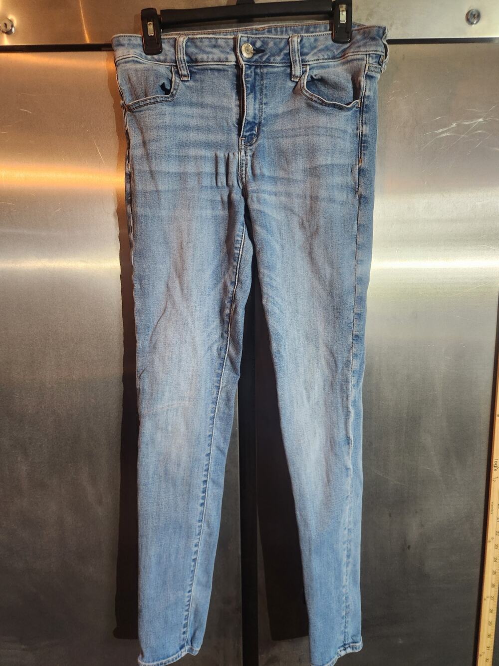 American Eagle Next Level Stretch Skinny Jeans Light Wash Womens Size 10 X-Long